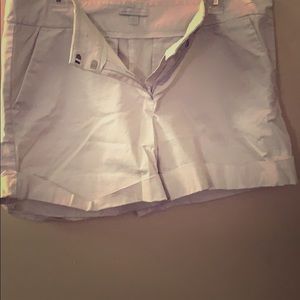 White linen shorts